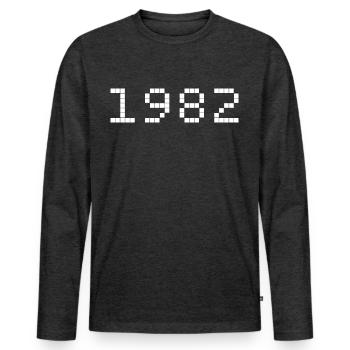 1982 Année de naissance - T-shirt manches longues Premium bio Homme - anthracite chiné - Devant - Nico (187cm)