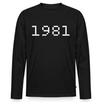 1981 Année de naissance - T-shirt manches longues Premium bio Homme - noir - Devant - Nico (187cm)