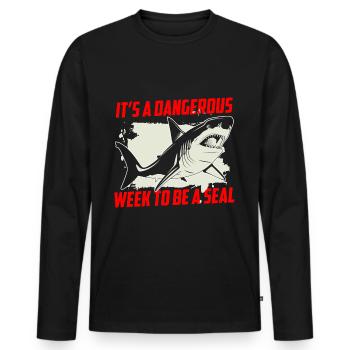 Great white shark Seafood Fish Predatory fish - Men's Premium Organic Long Sleeve Shirt - black - Front - Nico (187cm)