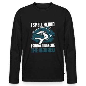 Great White Shark Sailing Predatory Fish - Men's Premium Organic Long Sleeve Shirt - black - Front - Nico (187cm)
