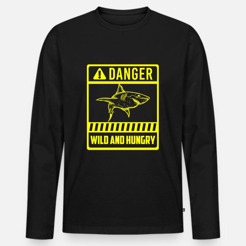 Weißer Hai Meer - Männer Premium Bio Langarmshirt - Schwarz