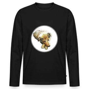 Scotch Collie Hund Aquarell Skizze Illustration - Männer Premium Bio Langarmshirt - Schwarz - Vorne - Nico (187cm)