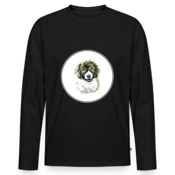 Berger des Carpates Chiot Chien Aquarelle Illustrat - T-shirt manches longues Premium bio Homme - noir - Devant - Nico (187cm)