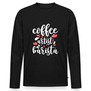 Espresso Koffein Kaffeeliebhaber Siebträger - Männer Premium Bio Langarmshirt - Schwarz - Vorne - Nico (187cm)