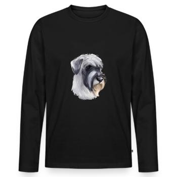 Mittelschnauze Standard Schnauzer Hund Illustration - Männer Premium Bio Langarmshirt - Schwarz - Vorne - Nico (187cm)