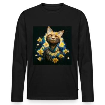 Chat - Ange - Transformation - T-shirt manches longues Premium bio Homme - noir - Devant - Nico (187cm)