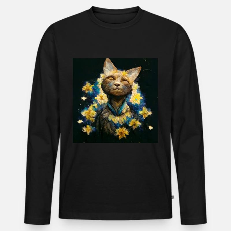 Katze - Engel - Transformation - Männer Premium Bio Langarmshirt - Schwarz