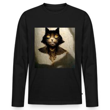 Chat - Ange - Transformation - T-shirt manches longues Premium bio Homme - noir - Devant - Nico (187cm)