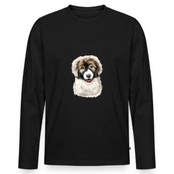 Berger des Carpates Chiot Chien Aquarelle Illustrat - T-shirt manches longues Premium bio Homme - noir - Devant - Nico (187cm)