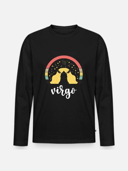 Virgo Zodiac Sign Element September - Men's Premium Organic Long Sleeve Shirt - black