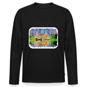 Dhaka Bangladesch Aquarell Skizze gezeichnet illustrat - Männer Premium Bio Langarmshirt - Schwarz - Vorne - Nico (187cm)