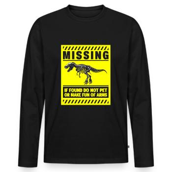 Dinosaure Tyrannosaurus Stegosaurus Archéologie - T-shirt manches longues Premium bio Homme - noir - Devant - Nico (187cm)
