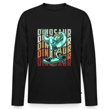 T-Rex Tyrannosaurus Fleischfresser - Männer Premium Bio Langarmshirt - Schwarz - Vorne - Nico (187cm)