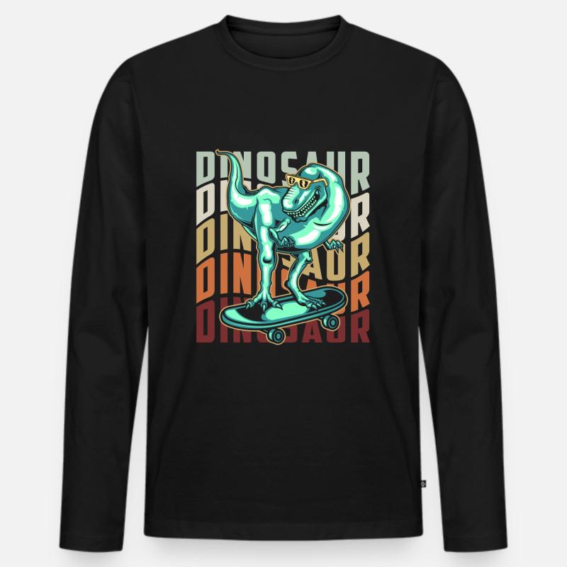 T-Rex Tyrannosaurus Fleischfresser - Männer Premium Bio Langarmshirt - Schwarz