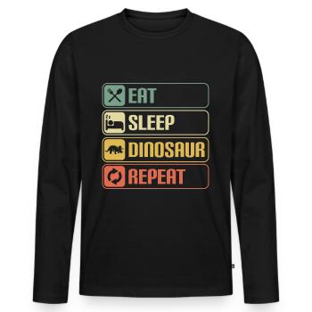 Dino Stegosaurus Fleischfresser Pflanzenfresser - Männer Premium Bio Langarmshirt - Schwarz - Vorne - Nico (187cm)