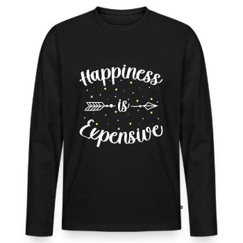 Happy Happiness Life Energy - Men's Premium Organic Long Sleeve Shirt - black - Front - Nico (187cm)