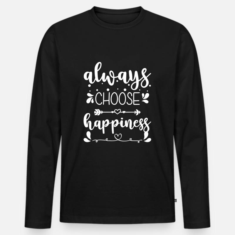 Glück Freude Lebensenergie - Männer Premium Bio Langarmshirt - Schwarz