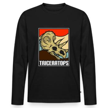 T-Rex Triceratops Fleischfresser Archäologie - Männer Premium Bio Langarmshirt - Schwarz - Vorne - Nico (187cm)
