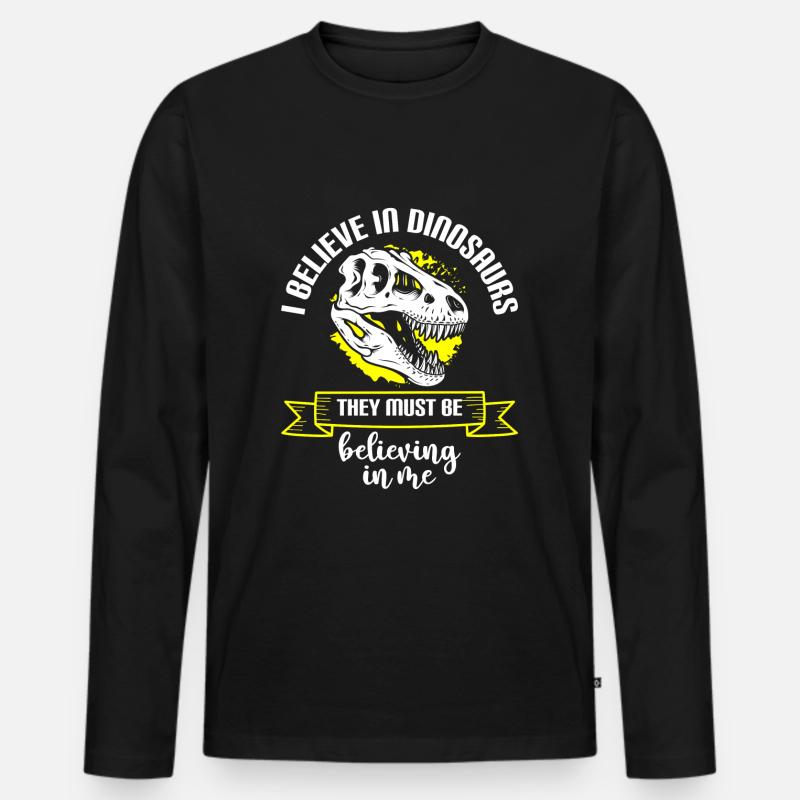 Dinosaurier Saurier Pflanzenfresser - Männer Premium Bio Langarmshirt - Schwarz