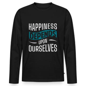 Cloverleaf Joie Amour Optimisme - T-shirt manches longues Premium bio Homme - noir - Devant - Nico (187cm)