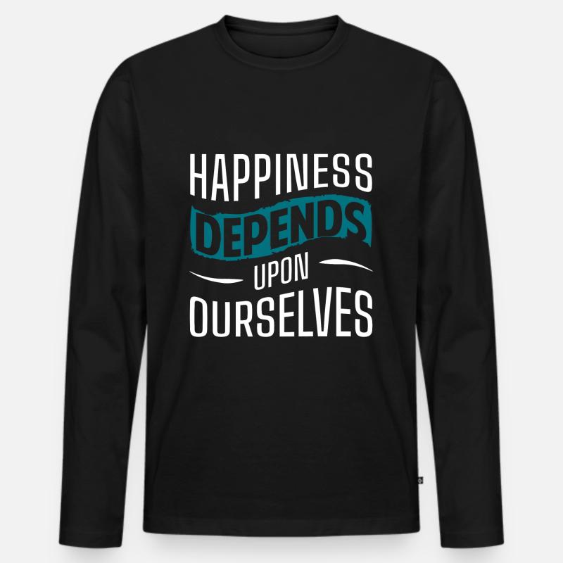 Kleeblatt Freude Liebe Optimismus - Männer Premium Bio Langarmshirt - Schwarz