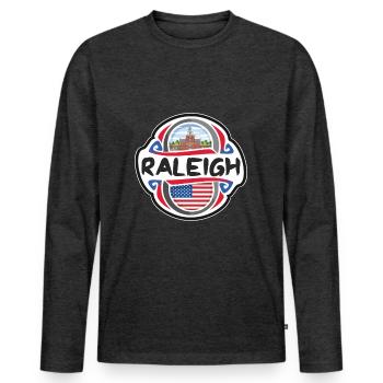 Raleigh USA Vereinigte Staaten Flagge Reise Souvenir Bad - Männer Premium Bio Langarmshirt - Anthrazit meliert - Vorne - Nico (187cm)