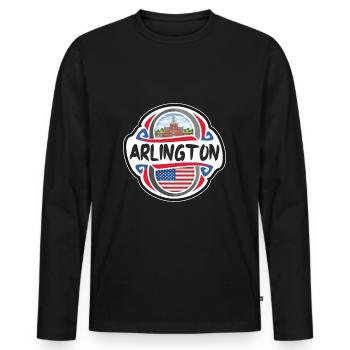 Arlington USA United States Flag Travel Souvenir B - Men's Premium Organic Long Sleeve Shirt - black - Front - Nico (187cm)