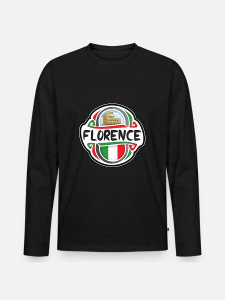 Firenze Italien Flag Badge Rejse Souvenir Frimærke - Premium økologisk langærmet T-shirt til mænd - sort
