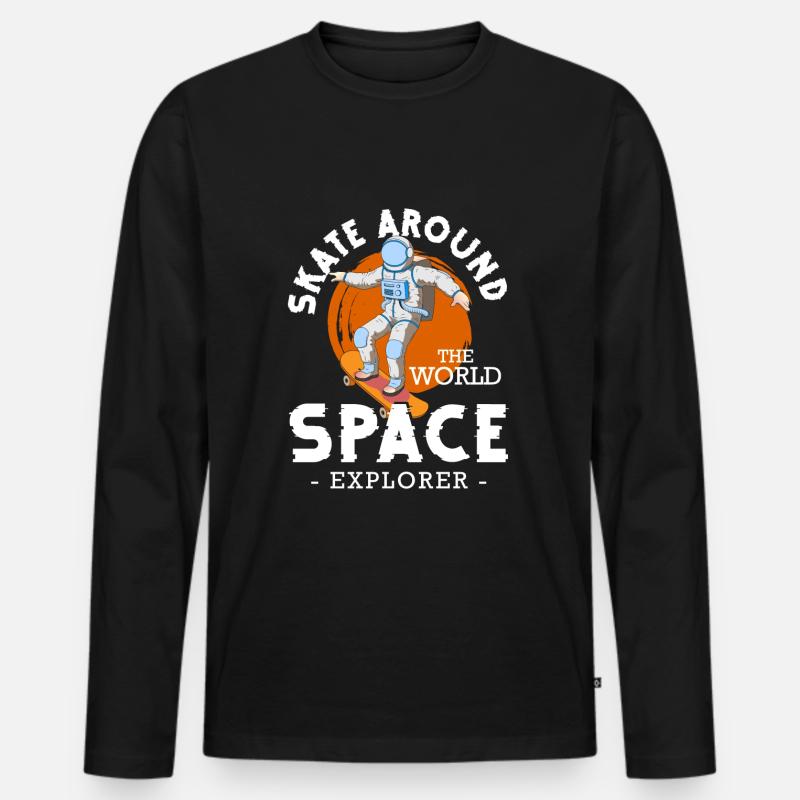Sterne Ufo Rakete - Männer Premium Bio Langarmshirt - Schwarz
