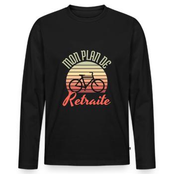 mon plan de retraite le vélo - T-shirt manches longues Premium bio Homme - noir - Devant - Nico (187cm)