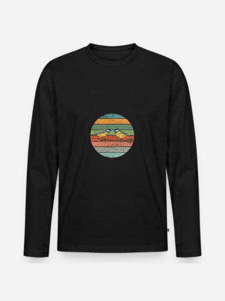 Tit Birds Bird Watching - Men's Premium Organic Long Sleeve Shirt - black