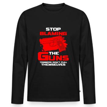 Pistole Munition Jagd Schießen - Männer Premium Bio Langarmshirt - Schwarz - Vorne - Nico (187cm)