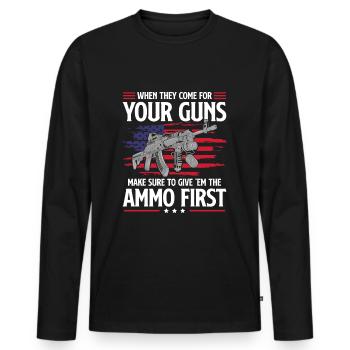 Arme à feu - T-shirt manches longues Premium bio Homme - noir - Devant - Nico (187cm)