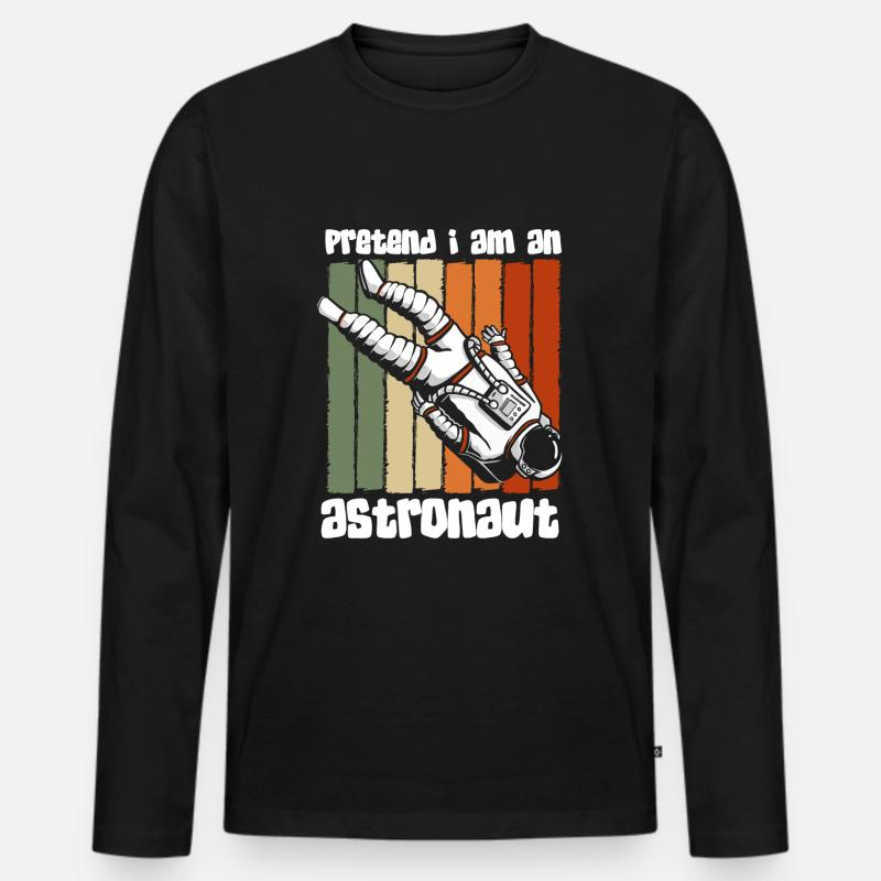 Weltall Logo Raumfahrtschiff Spaceman - Männer Premium Bio Langarmshirt - Schwarz