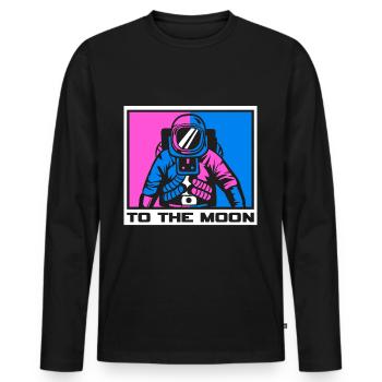 Logo de l’espace Voyager - T-shirt manches longues Premium bio Homme - noir - Devant - Nico (187cm)
