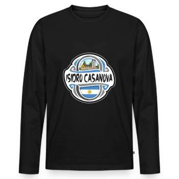 Isidro Casanova Argentine Drapeau Voyage Souvenir Bad - T-shirt manches longues Premium bio Homme - noir - Devant - Nico (187cm)
