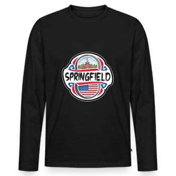 Springfield USA Flagge Reisesouvenir - Männer Premium Bio Langarmshirt - Schwarz - Vorne - Nico (187cm)