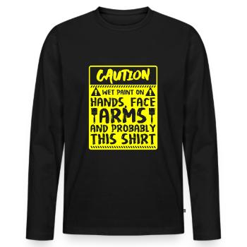 Paint Brush Craftsman - Men's Premium Organic Long Sleeve Shirt - black - Front - Nico (187cm)