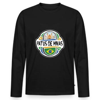 Patos de Minas Brésil Drapeau Voyage Souvenir Badge S - T-shirt manches longues Premium bio Homme - noir - Devant - Nico (187cm)
