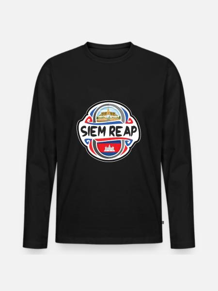 Siem Reap Kambodscha Flagge Reise Souvenir Abzeichen Stam - Männer Premium Bio Langarmshirt - Schwarz