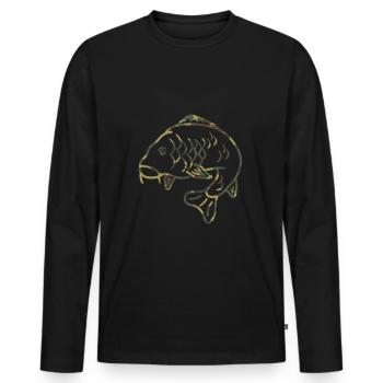 Pêcheur de carpe Pêcheur Pêcheur Pêche Camouflage - T-shirt manches longues Premium bio Homme - noir - Devant - Nico (187cm)