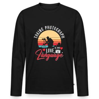 Kamera Foto Bild - Männer Premium Bio Langarmshirt - Schwarz - Vorne - Nico (187cm)