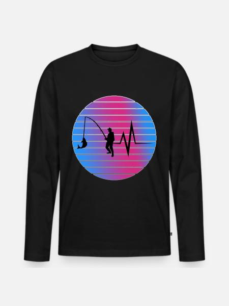 Angeln - Männer Premium Bio Langarmshirt - Schwarz