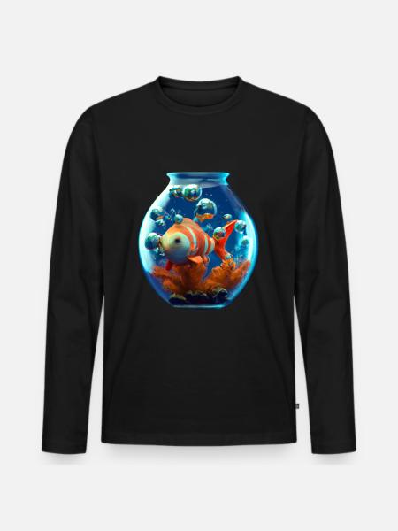Goldfish in a fishbowl - Men's Premium Organic Long Sleeve Shirt - black