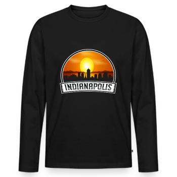 Indianapolis Indiana Usa Skyline Vintage Sunset Tr - Männer Premium Bio Langarmshirt - Schwarz - Vorne - Nico (187cm)