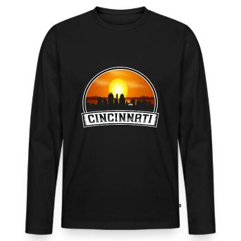 Cincinnati Ohio Usa Skyline Vintage Sunset Travel - Men's Premium Organic Long Sleeve Shirt - black - Front - Nico (187cm)