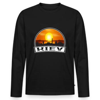 Kiew Ukraine Skyline Vintage Sonnenuntergang Reise Souveni - Männer Premium Bio Langarmshirt - Schwarz - Vorne - Nico (187cm)