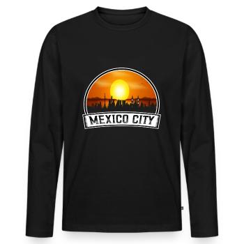 Mexico City Mexico Skyline Vintage Sunset Travel S - T-shirt manches longues Premium bio Homme - noir - Devant - Nico (187cm)