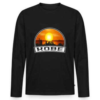 Kobe Japan Skyline Vintage Sonnenuntergang Reise Souvenir - Männer Premium Bio Langarmshirt - Schwarz - Vorne - Nico (187cm)