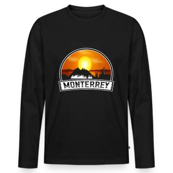 Monterrey Mexique Skyline Vintage Sunset Travel Sou - T-shirt manches longues Premium bio Homme - noir - Devant - Nico (187cm)